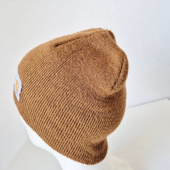 Vintage Carhartt Made in USA Acrylic Rib-Knit Beanie Work Winter Brown Men's - Picture 4 of 8